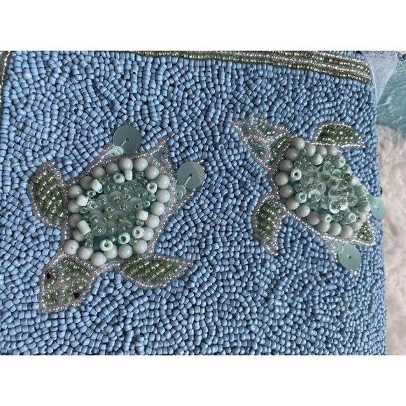 Handcrafted In India Sea Turtle Beaded Shoulder Bag Blue Green Aqua Viral NEW - Picture 5 of 16